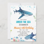 Whale Shark birthday party invitation 招待状 (正面)