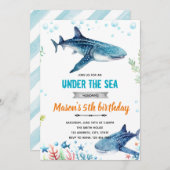 Whale Shark birthday party invitation 招待状 (正面/裏面)