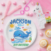 Whale Summer Birthday Party Decor  ペーパープレート (パーティー)