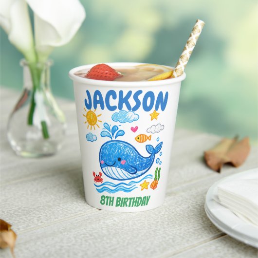 Whale Summer Birthday Party Decor   紙コップ (インサイチュ)