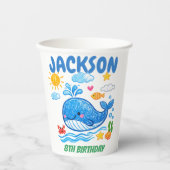 Whale Summer Birthday Party Decor   紙コップ (正面)