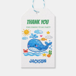Whale Summer Birthday Party Thank you  ギフトタグ