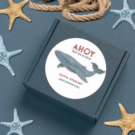 Whale Thank you 航海の Baby Shower ラウンドシール