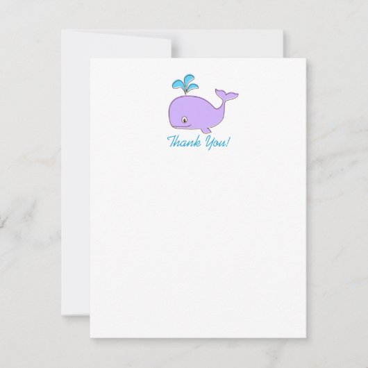 Whale Thank You Note Card, 4.25x5.5 ノートカード (正面)