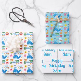 Whale them Birthday  ラッピングペーパーシート