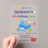 Whale Theme Summer Kids Birthday Invitation Card アクリル招待状 (インサイチュ (ポータブル))