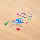 Whale Theme Summer Kids Birthday Invitation Card アクリル招待状 (レイダウン)