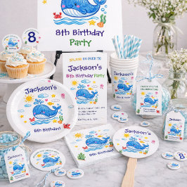 Whale Theme Summer Kids Birthday Invitation Card アクリル招待状