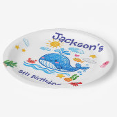 Whale Theme Summer Kids Birthday Party ペーパープレート (アングル)