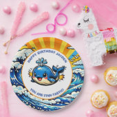 Whale Themed Nautical Boy's Birthday Party ペーパープレート (パーティー)