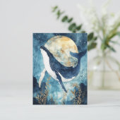 Whale Under Full Moon with Starry Sky ポストカード (スタンド正面)