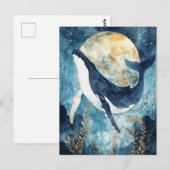 Whale Under Full Moon with Starry Sky ポストカード (正面/裏面)