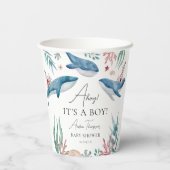 Whale Under the Sea Ahoy It's a Boy Baby Shower 紙コップ (裏面)
