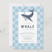 Whale Under The Sea Modern Ocean Birthday Party 招待状 (正面)