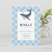 Whale Under The Sea Modern Ocean Birthday Party 招待状 (スタンド正面)