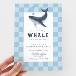 Whale Under The Sea Modern Ocean Birthday Party 招待状