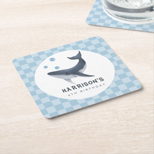 Whale Under The Sea Ocean Thank You Favor スクエアペーパーコースター (アングル)
