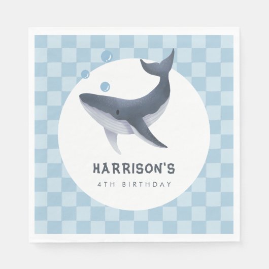 Whale Under The Sea Ocean Thank You Favor スタンダードランチョンナプキン (正面)