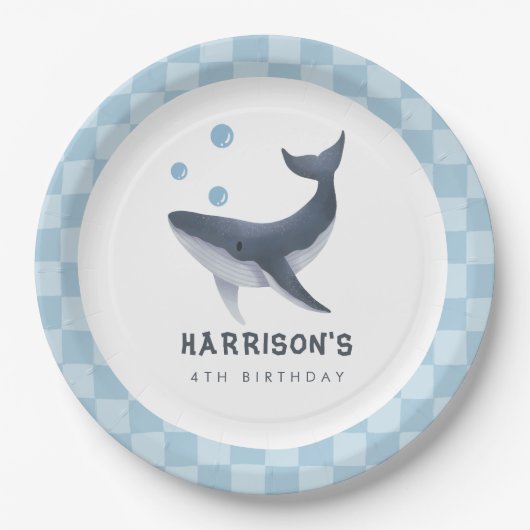 Whale Under The Sea Ocean Thank You Favor ペーパープレート (正面)