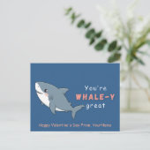 Whale Valentine Pun Card – You’re Whale-y Great シーズンポストカード (スタンド正面)
