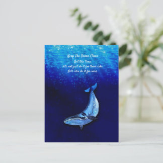 Whale Vertical Motion Scene To Down In Ocean Depth インビテーションポストカード