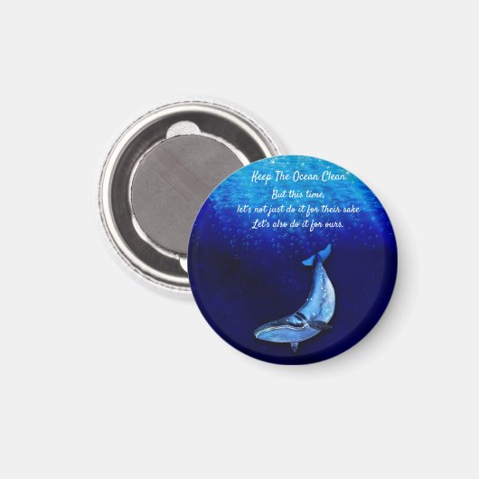 Whale Vertical Motion Scene To Down In Ocean Depth マグネット (正面/裏面)