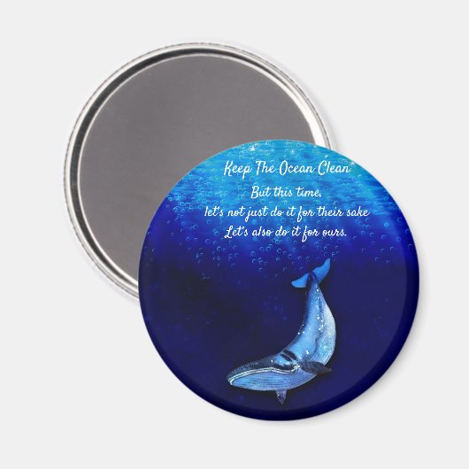 Whale Vertical Motion Scene To Down In Ocean Depth マグネット (正面/裏面)