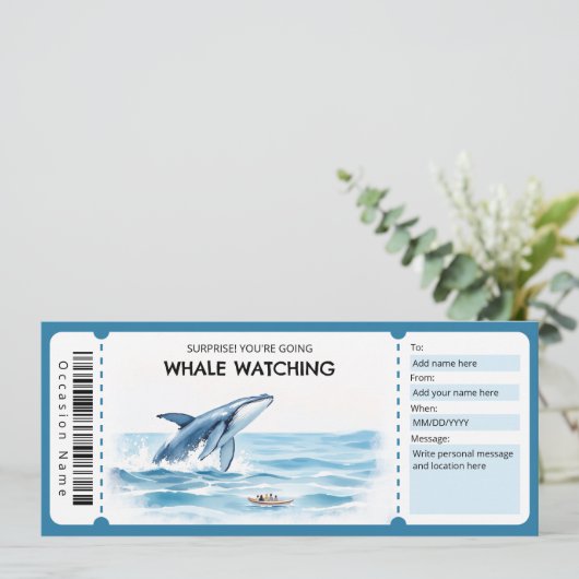 Whale Watching Gift Certificate 招待状 (スタンド正面)