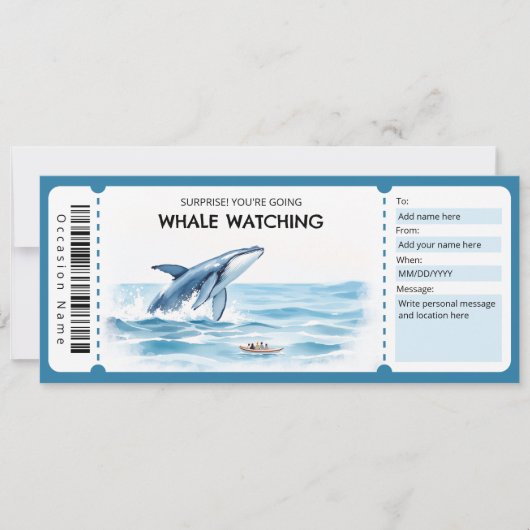 Whale Watching Gift Certificate 招待状 (正面)