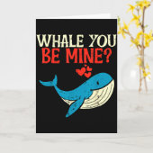 Whale You Be Mine Funny Orca Valentines Day Pun Me カード (黄色い花)