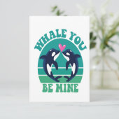 Whale You Be Mine Orcaカップルおもしろいバレンタインギフト サンキューカード (スタンド正面)