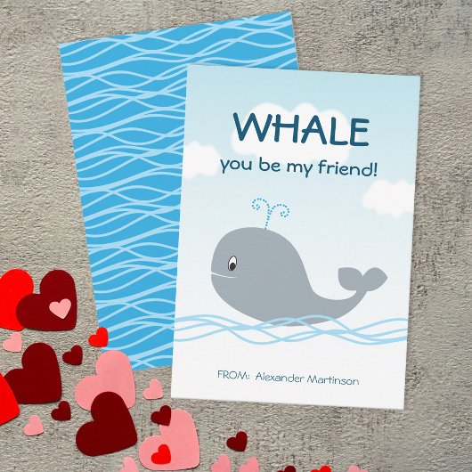 Whale You Be My Friend Classroom Valentine