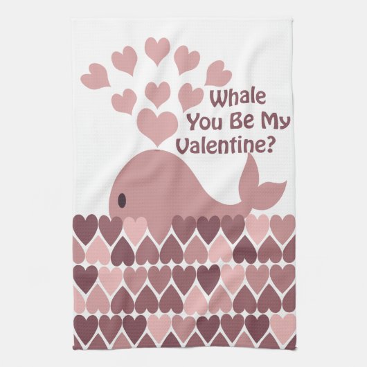 Whale You Be My Valentine キッチンタオル (縦)