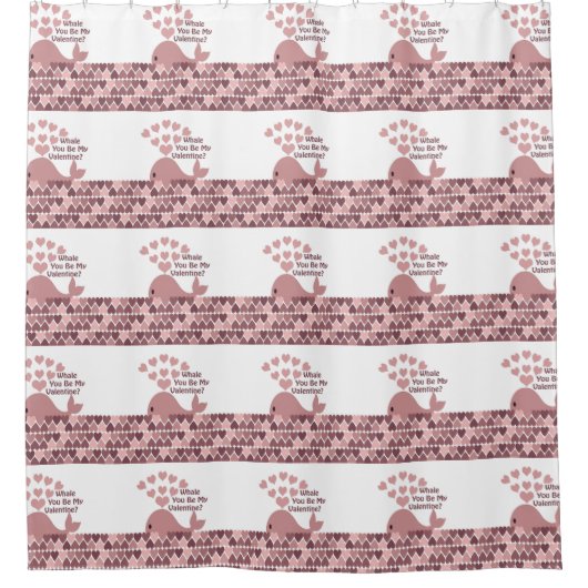 Whale You Be My Valentine シャワーカーテン (正面)