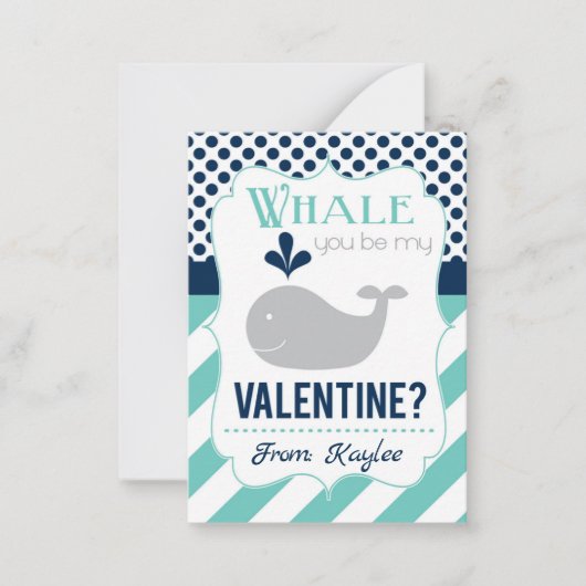 Whale You Be My Valentine ノートカード (正面)