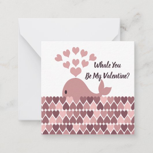 Whale You Be My Valentine ノートカード (正面)
