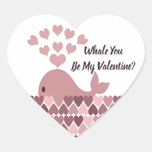 Whale You Be My Valentine ハートシール (正面)