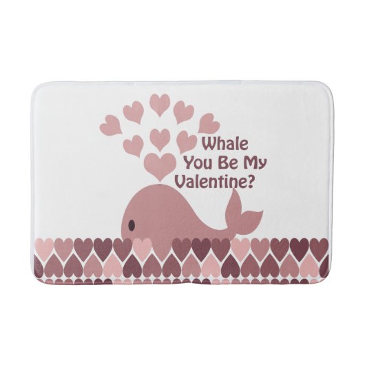 Whale You Be My Valentine バスマット (正面)