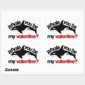 Whale you be my Valentine 長方形シール (シート)