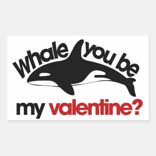 Whale you be my Valentine 長方形シール (正面)