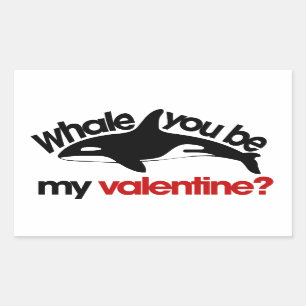 Whale you be my Valentine 長方形シール