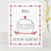 Whale You be My Valentine Funny Valentine's Day カード (黄色い花)