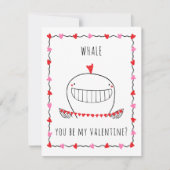 Whale You be My Valentine Funny Valentine's Day ノートカード (正面)