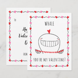 Whale You be My Valentine Funny Valentine's Day ノートカード