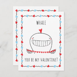 Whale You be My Valentine Funny Valentine's Day ノートカード