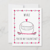 Whale You be My Valentine Funny Valentine's Day ノートカード (正面)