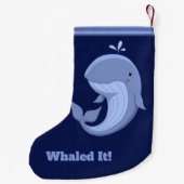 Whaledそれかわいく幸せなシロナガスクジラ スモールクリスマスストッキング (裏面)