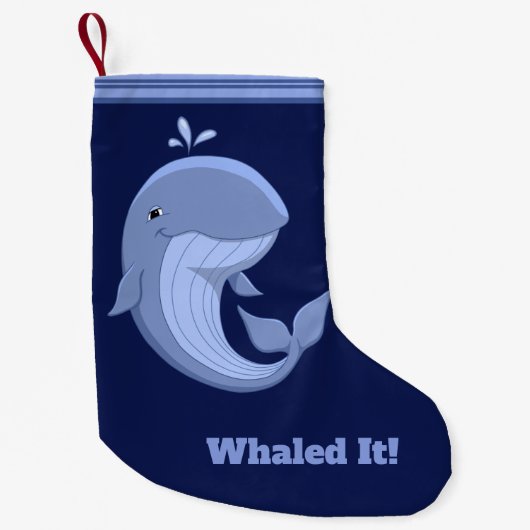 Whaledそれかわいく幸せなシロナガスクジラ スモールクリスマスストッキング (正面)
