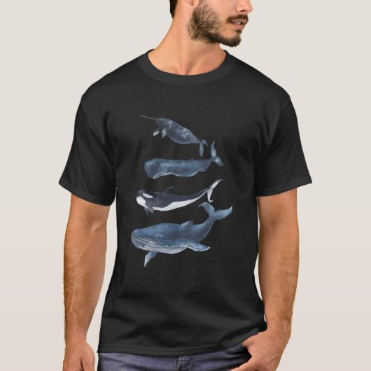 Whales Species Watercolor Whales Tシャツ (正面)