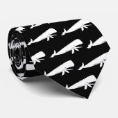 Whales white sperm whales on a black background ネクタイ (ロール)